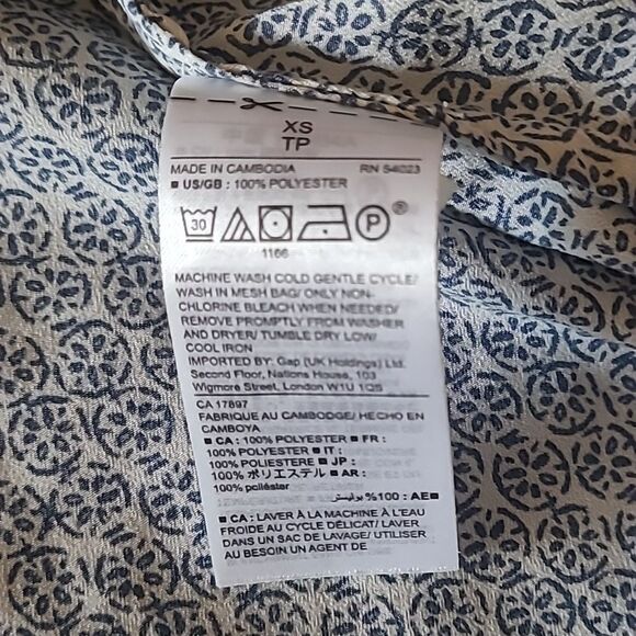 Gap xs navy white sleeveless top oversized tie summer for show ladies - Picture 6 of 16